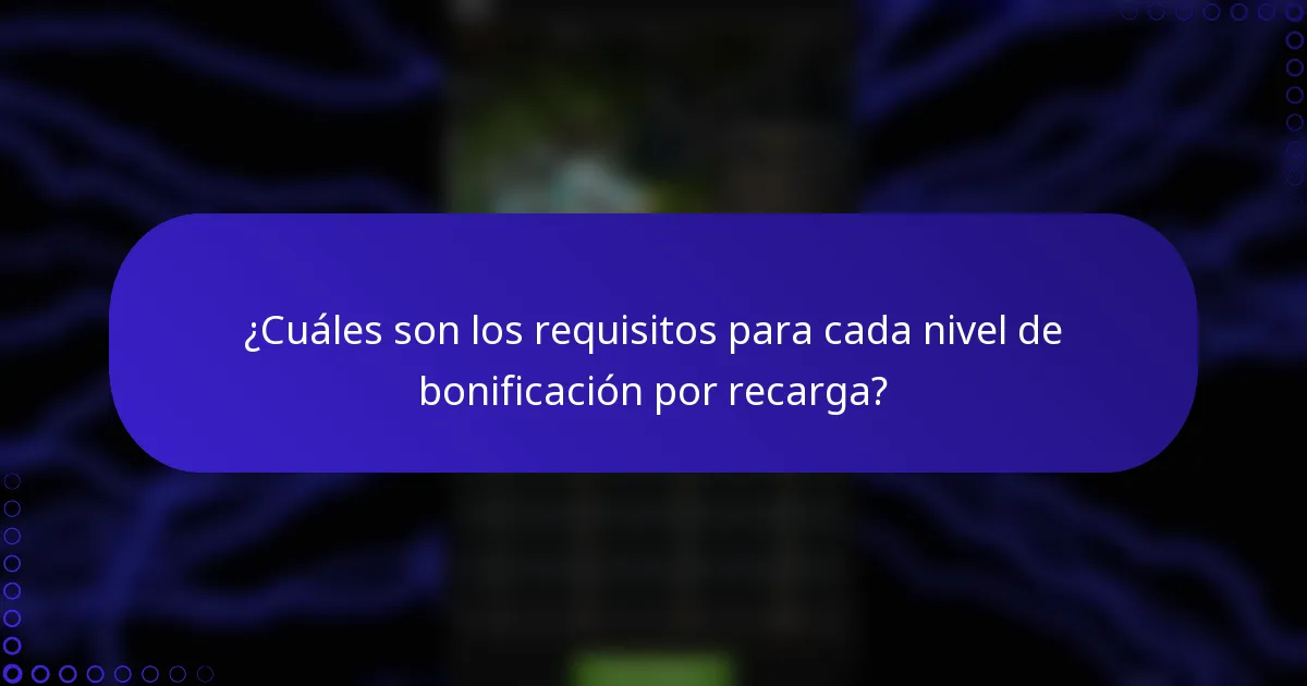 ¿Cuáles son los requisitos para cada nivel de bonificación por recarga?