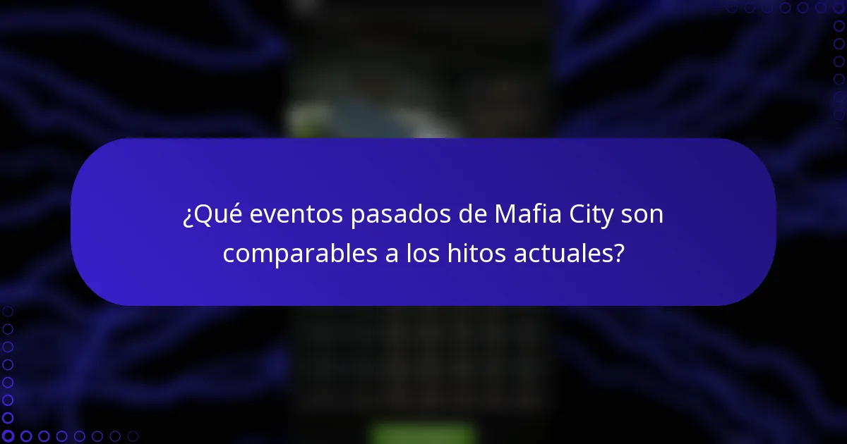 ¿Qué eventos pasados de Mafia City son comparables a los hitos actuales?